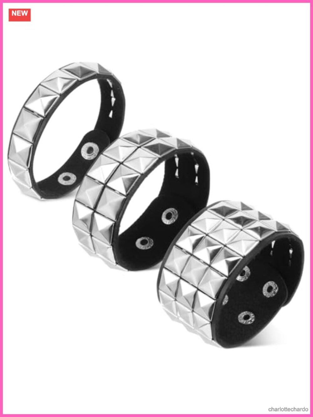 3 Pack PU Leather Punk Studded Cuff Bracelets Gothic Spiked Jewelry Set